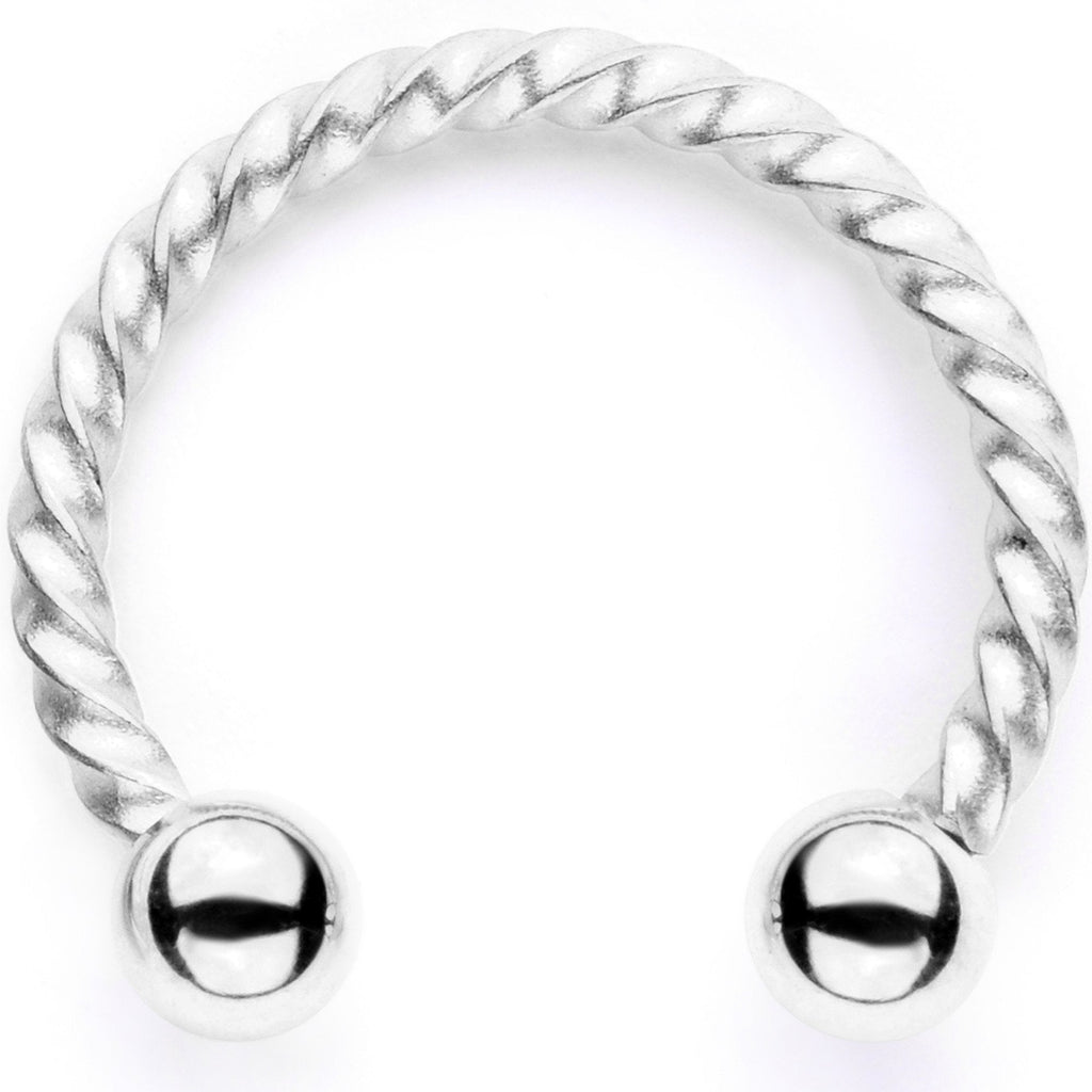 BodyCandy 16G 3/8 Teal Faux Opal Twisted Horseshoe Closure Ring Set — alternate view