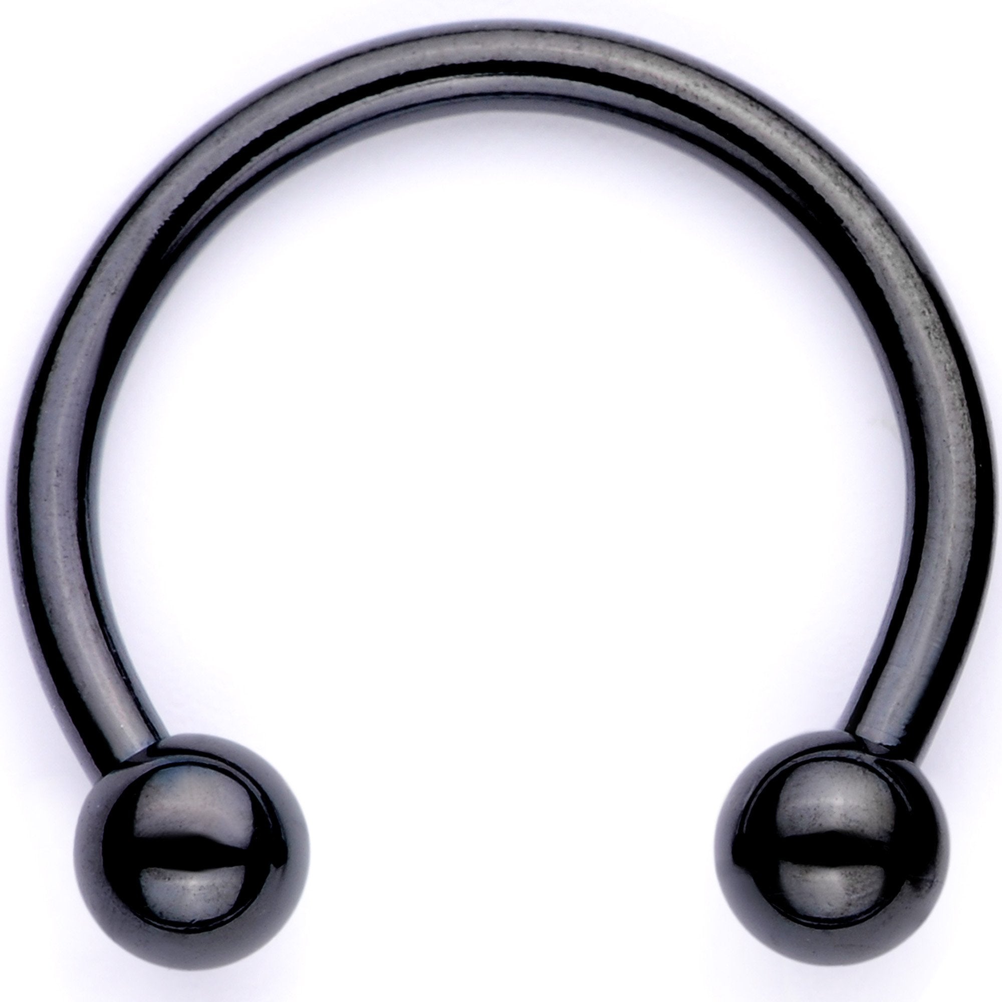 BodyCandy 16G 3/8 Teal Faux Opal Black Anodized Horseshoe Closure Ring Set — branding close-up