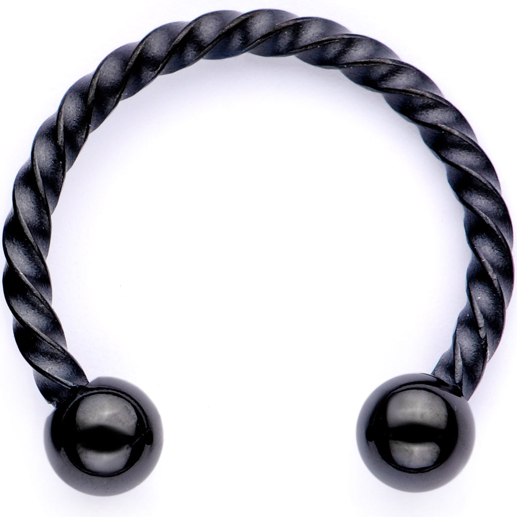 BodyCandy 16G 3/8 Teal Faux Opal Black Anodized Horseshoe Closure Ring Set — alternate view