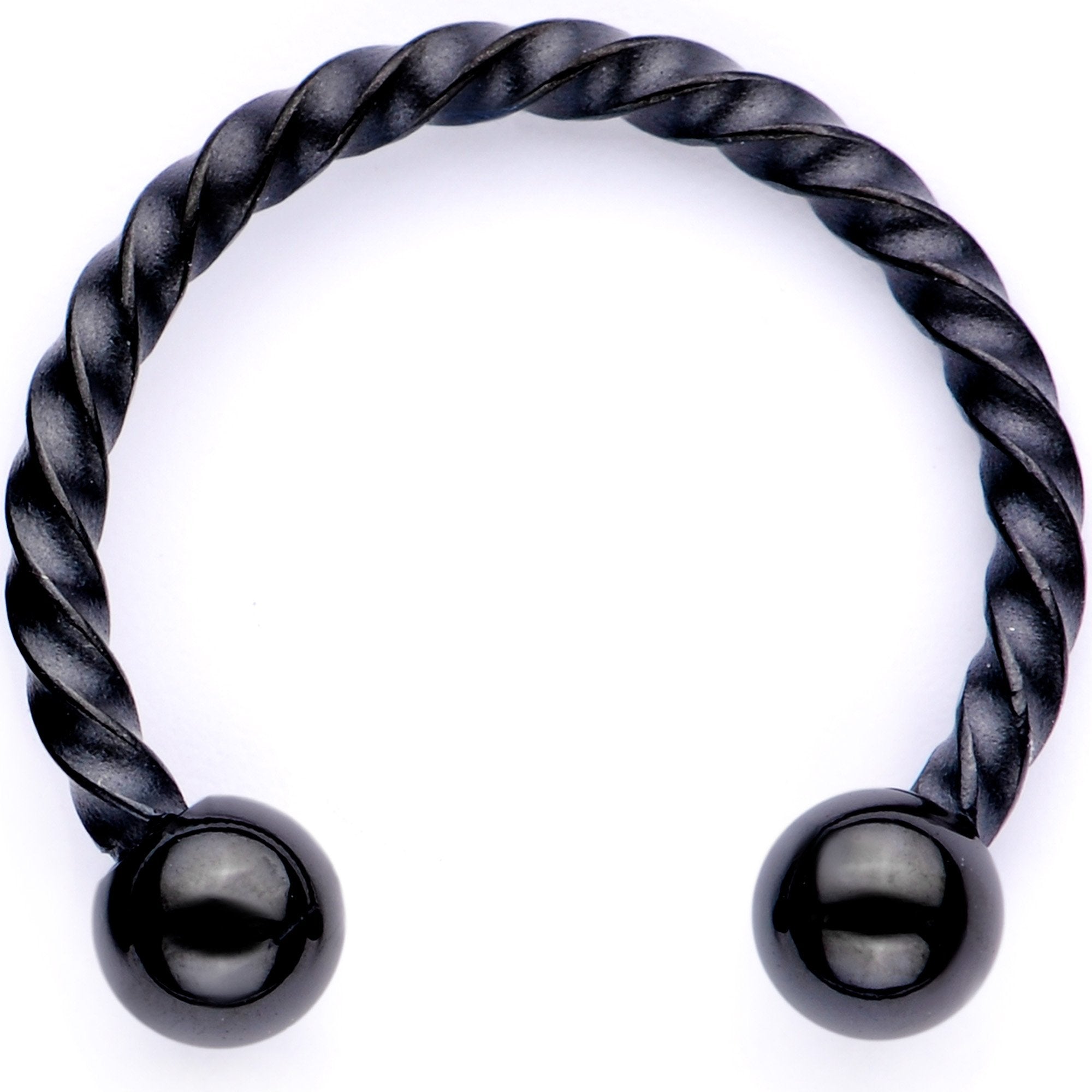 BodyCandy 16G 3/8 Teal Faux Opal Black Anodized Horseshoe Closure Ring Set — alternate view