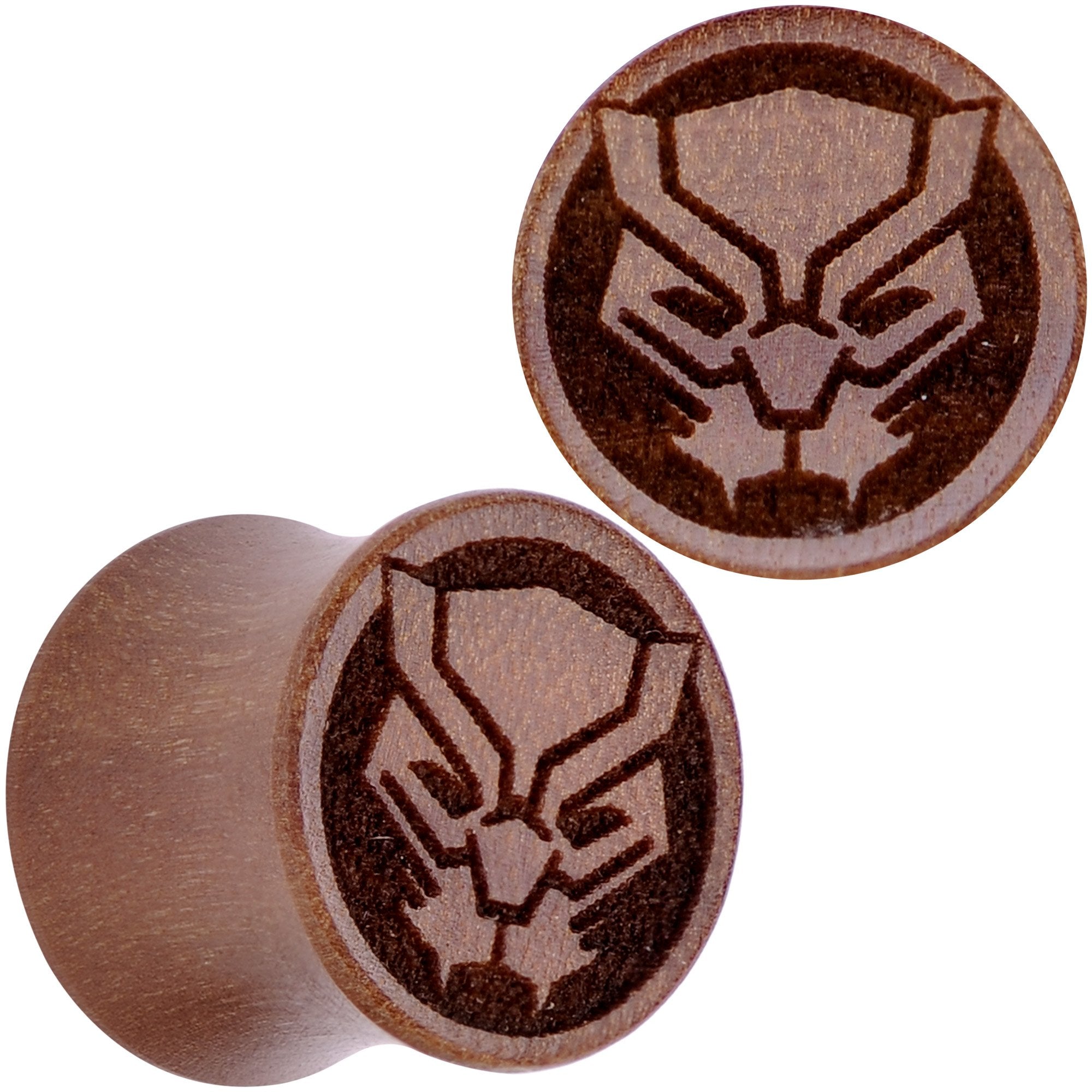 BodyCandy Licensed Marvel Black Panther Sawo Wood Saddle Plug Set — back view