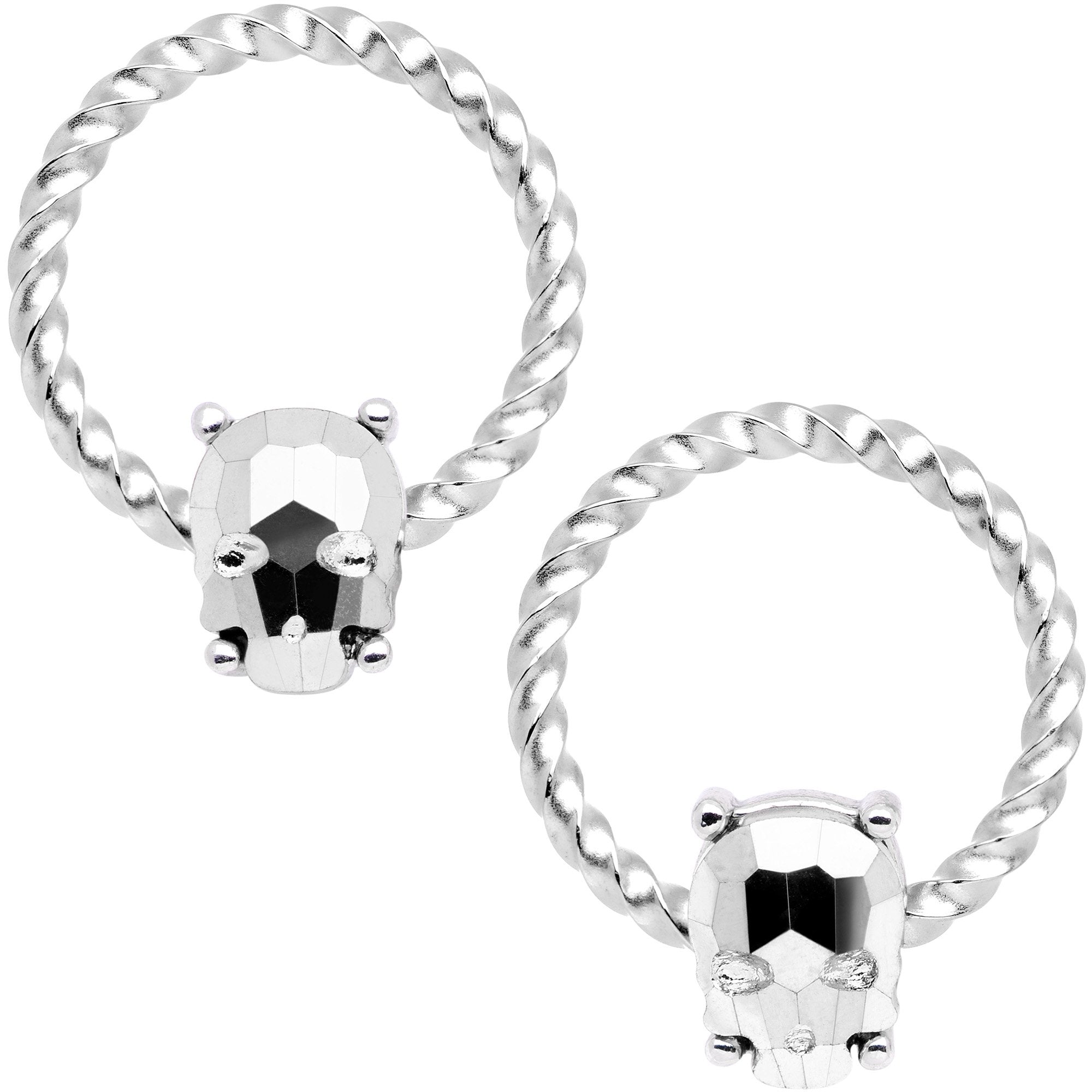BodyCandy 14G 9/16 Sugar Skull Mask Twisted BCR Captive Nipple Ring Set — main product shot