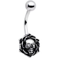 BodyCandy Clear Gem Halloween Skull Rose Flower Belly Ring — main product shot