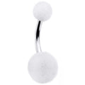 BodyCandy White Pom Pom Ends Belly Ring — main product shot