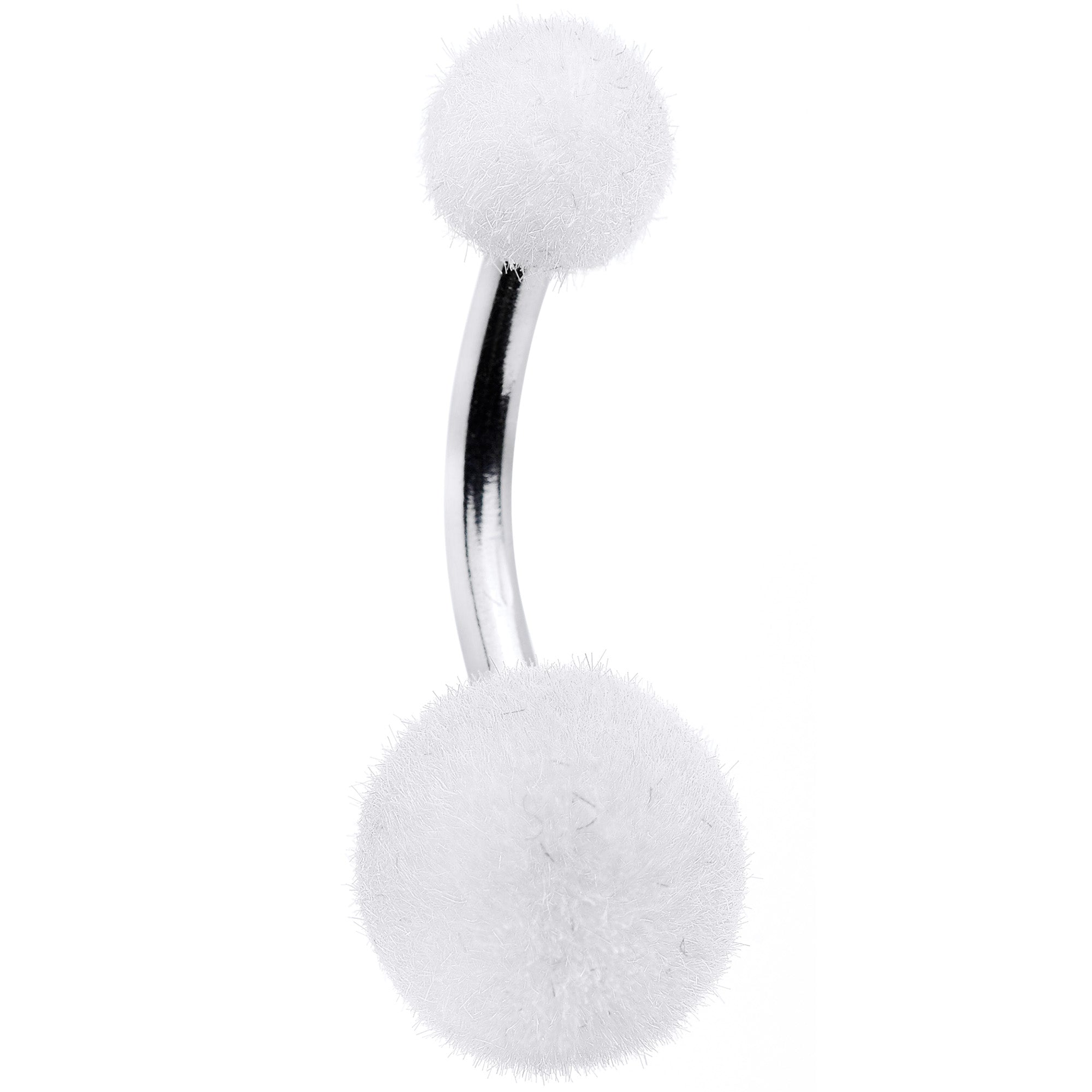 BodyCandy White Pom Pom Ends Belly Ring — main product shot
