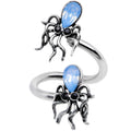BodyCandy 16G Blue Faux Opal Nautical Sea Squids Spiral Twister Belly Ring — main product shot