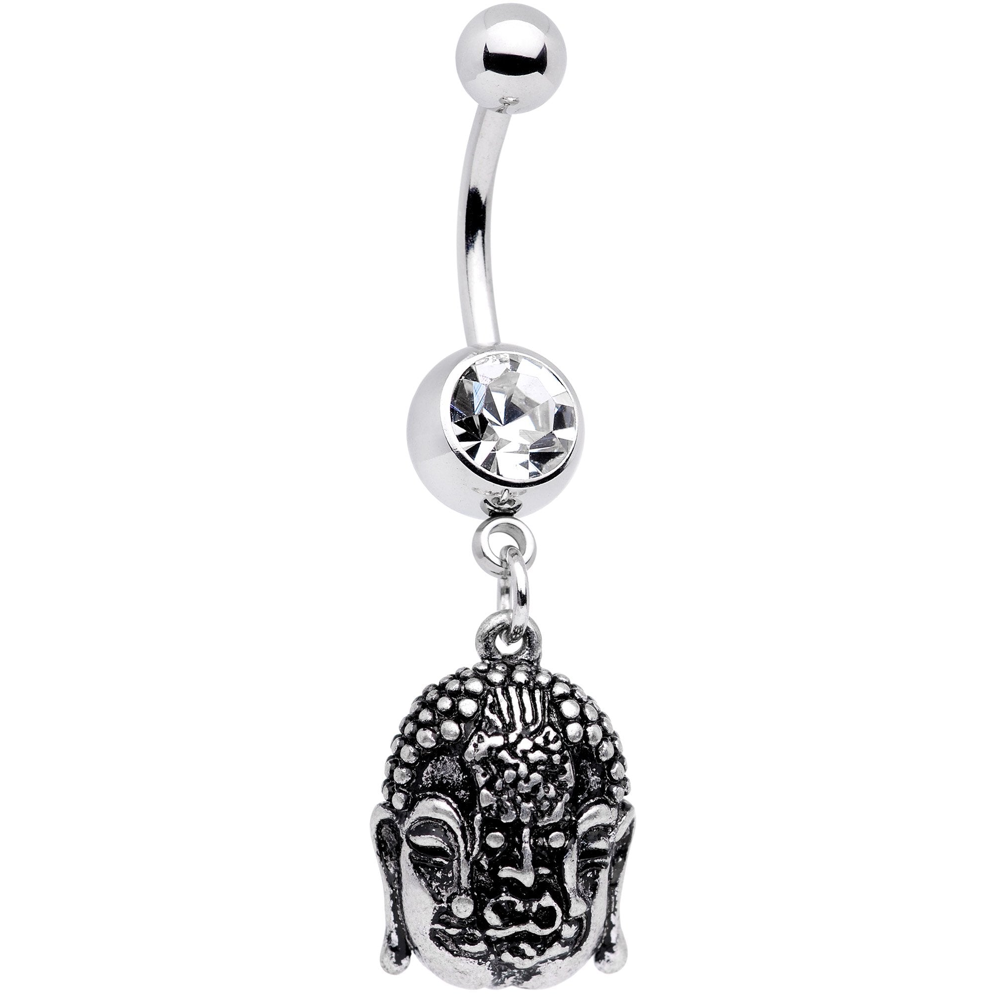 BodyCandy Clear Gem Evil Twins Buddha Dangle Belly Ring — main product shot