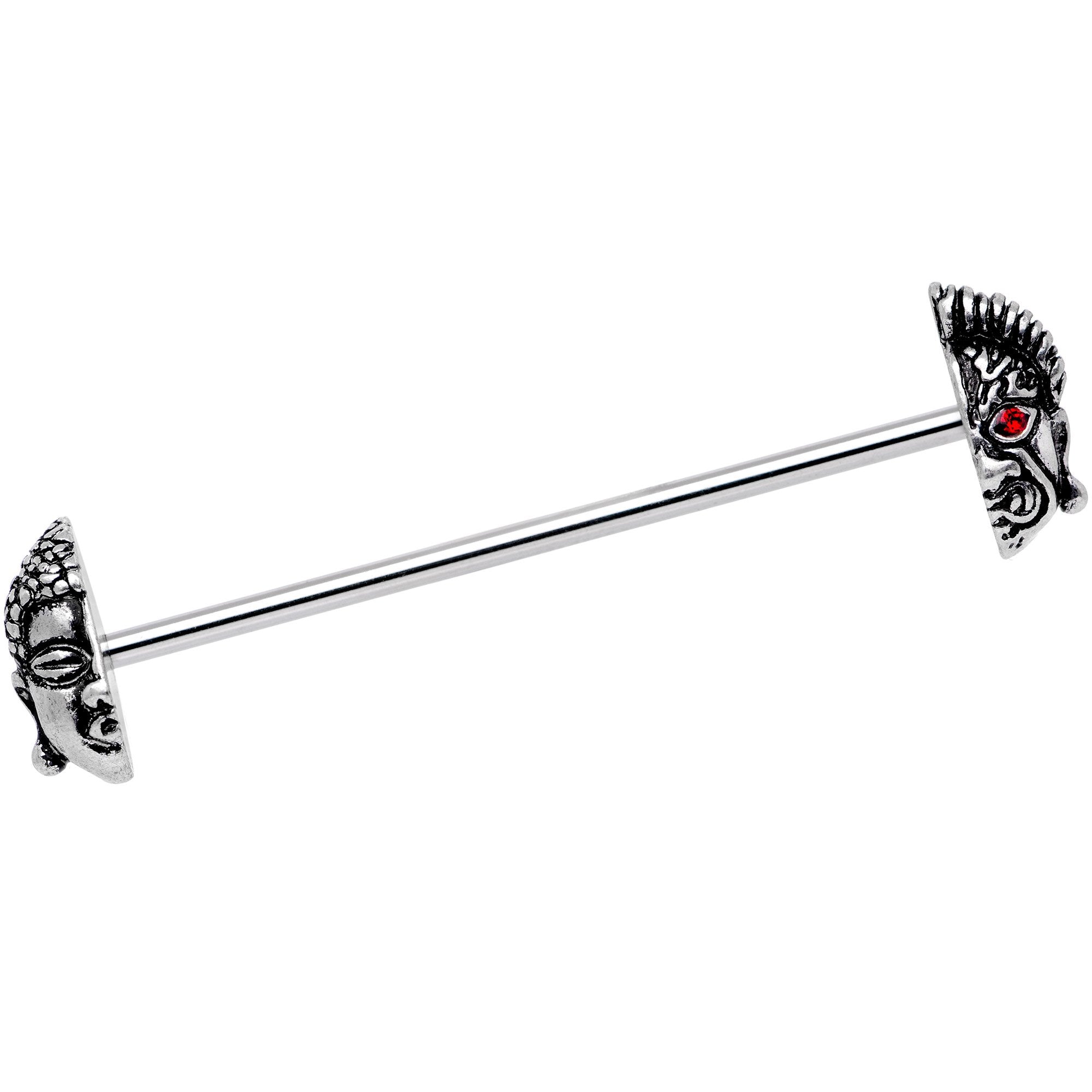 BodyCandy Red CZ Gem Android Buddha Industrial Barbell 38mm — main product shot