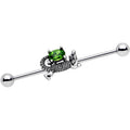BodyCandy Green Gem Glitzy Go Gator Industrial Barbell 38mm — main product shot