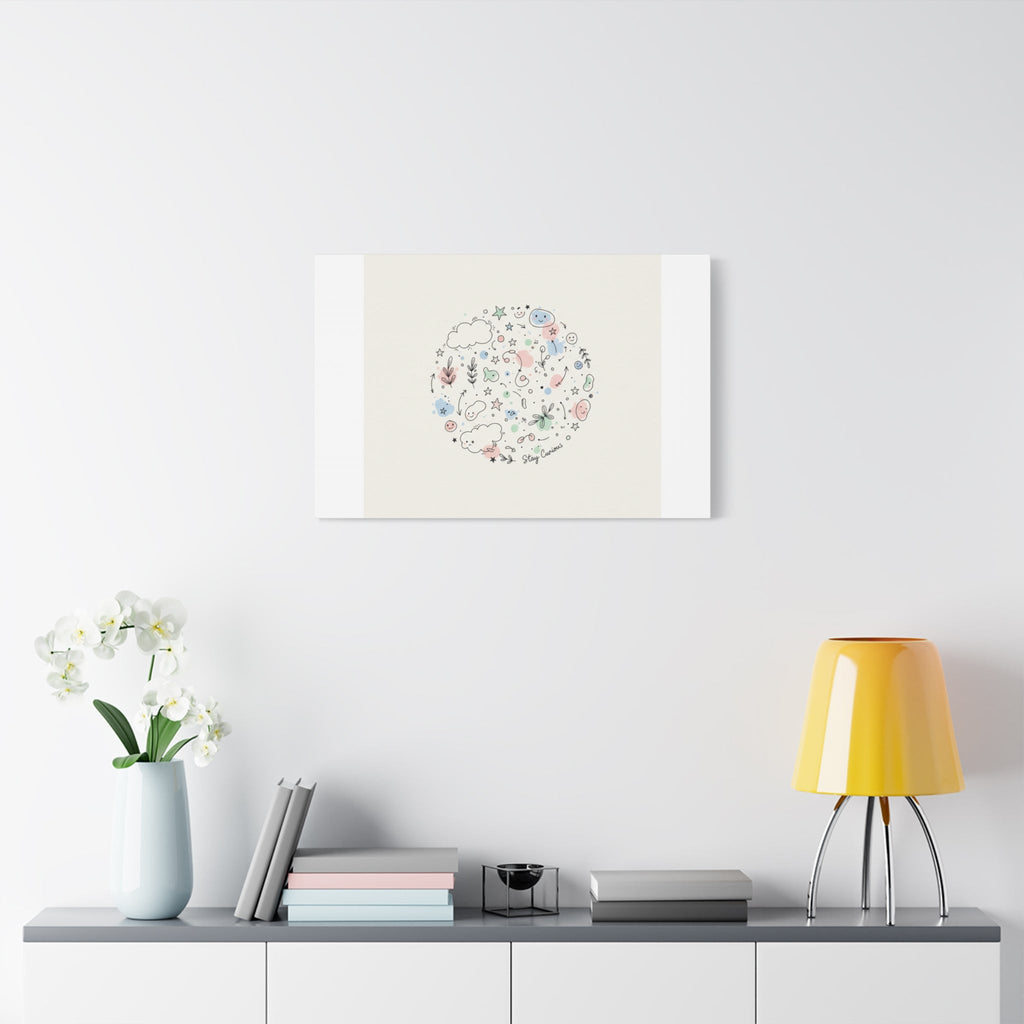 Doodle Circle Line Drawing Matte Canvas, Hand-Drawn Sketch Art