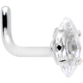BodyCandy 18G 1/4 Clear CZ Gem Ellipse L Shape Nose Ring — main product shot
