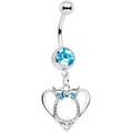 BodyCandy Aqua Gem Owl Valentines Day Heart Dangle Belly Ring — main product shot