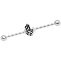 BodyCandy Aqua Gem Hamsa Eye Industrial Barbell 38mm — main product shot