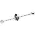 BodyCandy Pink Gem Hamsa Eye Industrial Barbell 38mm — main product shot