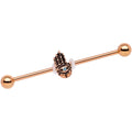 BodyCandy Aqua Gem Rose Gold Tone Hamsa Eye Industrial Barbell 38mm — main product shot
