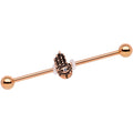 BodyCandy Clear Gem Rose Gold Tone Hamsa Eye Industrial Barbell 38mm — main product shot