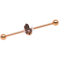BodyCandy Pink Gem Rose Gold Tone Hamsa Eye Industrial Barbell 38mm — main product shot