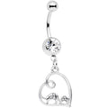 BodyCandy Clear Gem Swirling Heart Cluster Dangle Belly Ring — main product shot