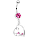 BodyCandy Pink Gem Swirling Heart Cluster Dangle Belly Ring — main product shot