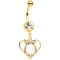 BodyCandy Clear Gem Gold Tone Anodized Owl Heart Dangle Belly Ring — main product shot
