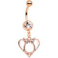 BodyCandy Clear Gem Rose Gold Tone Anodized Owl Heart Dangle Belly Ring — main product shot