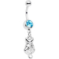 BodyCandy Aqua Gem Luck Be A Kitty Cat Tonight Dangle Belly Ring — main product shot