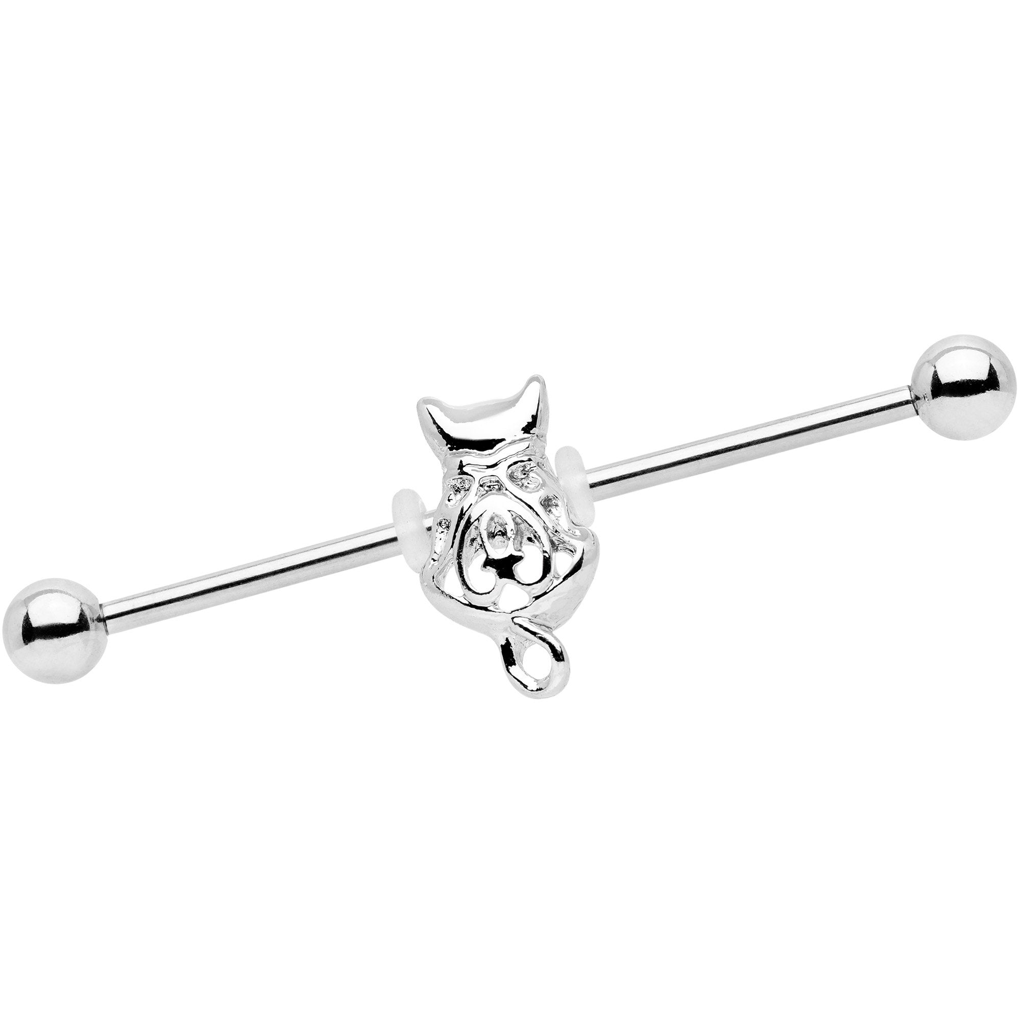BodyCandy Luck Be A Kitty Cat Tonight Industrial Barbell 38mm — main product shot