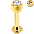 BodyCandy 14G Solid 14K Yellow Gold Cubic Zirconia Labret - 3/8 5mm — main product shot
