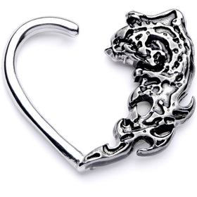 16G 3/8 Tribal Wave Left Heart Closure Ring