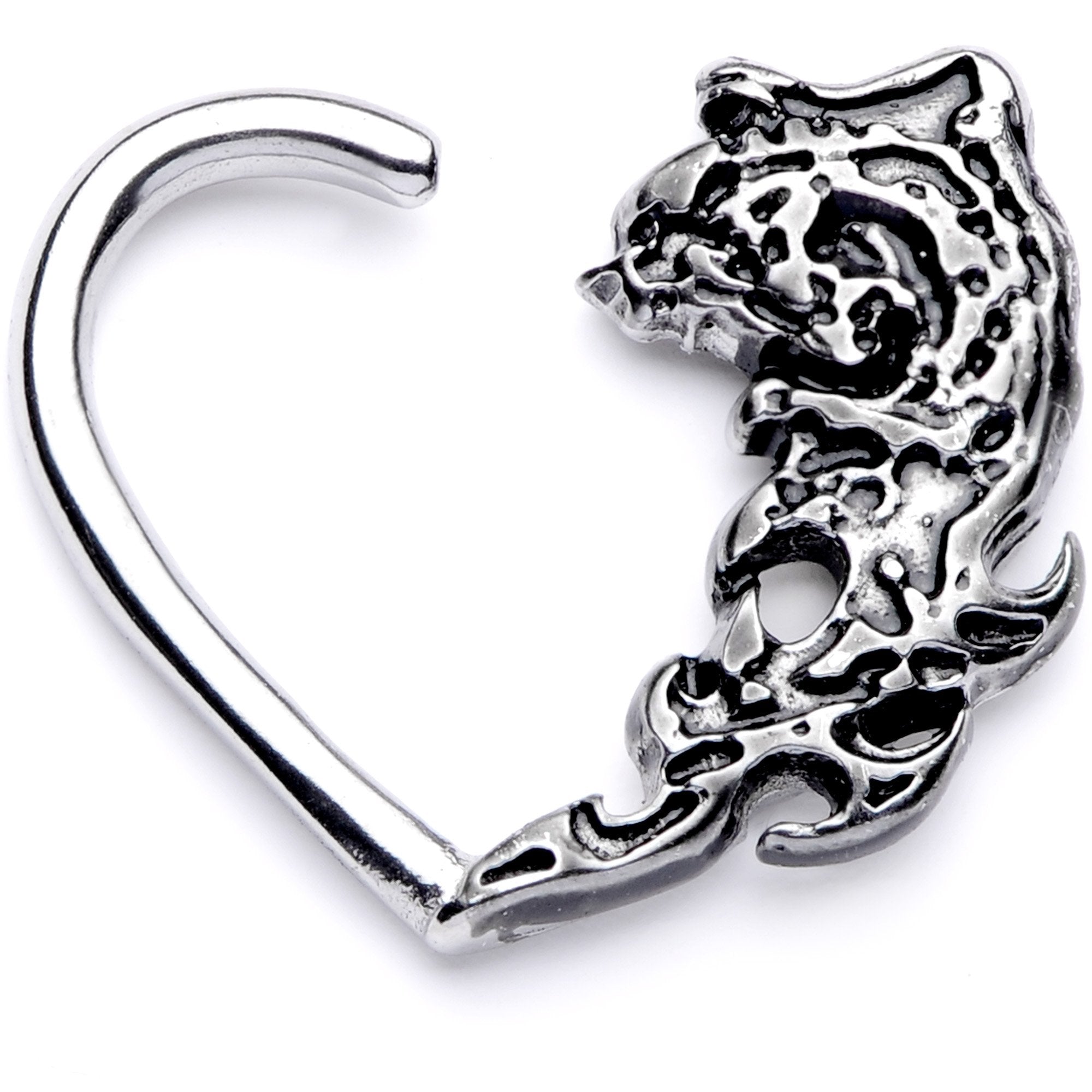 BodyCandy 16G 3/8 Tribal Wave Left Heart Closure Ring — main product shot