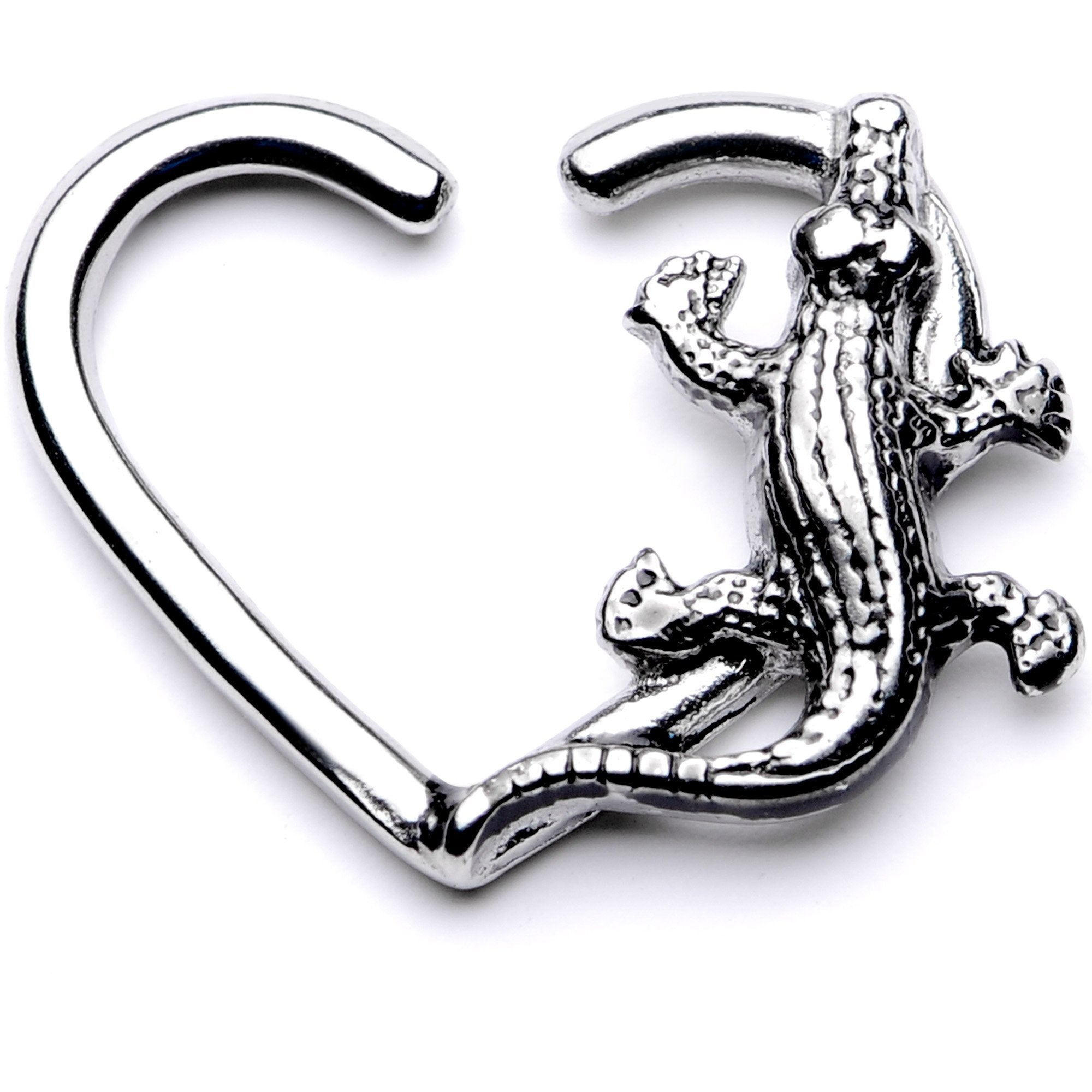BodyCandy 16G 3/8 Slithering Alligator Left Heart Closure Ring — main product shot