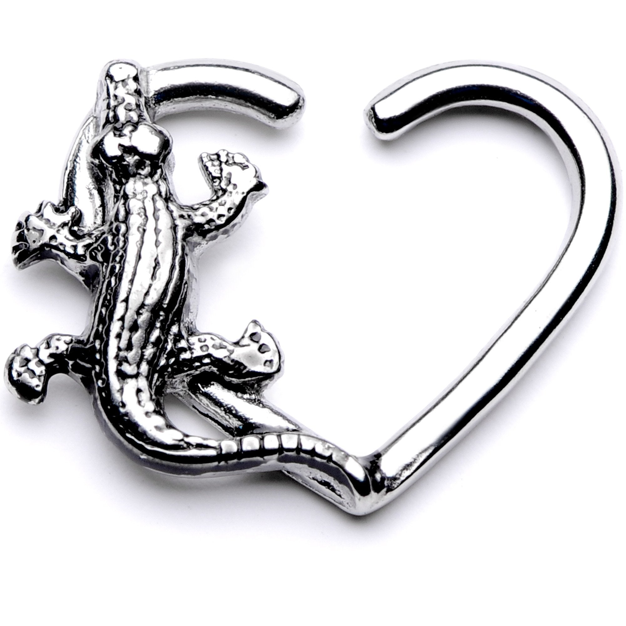 BodyCandy 16G 3/8 Slithering Alligator Right Heart Closure Ring — main product shot