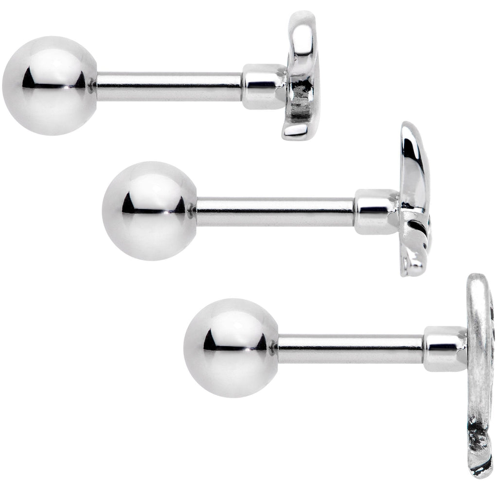 BodyCandy 16G 1/4 Ocean Starfish Life Cartilage Tragus Earring Set of 3 — detail and construction