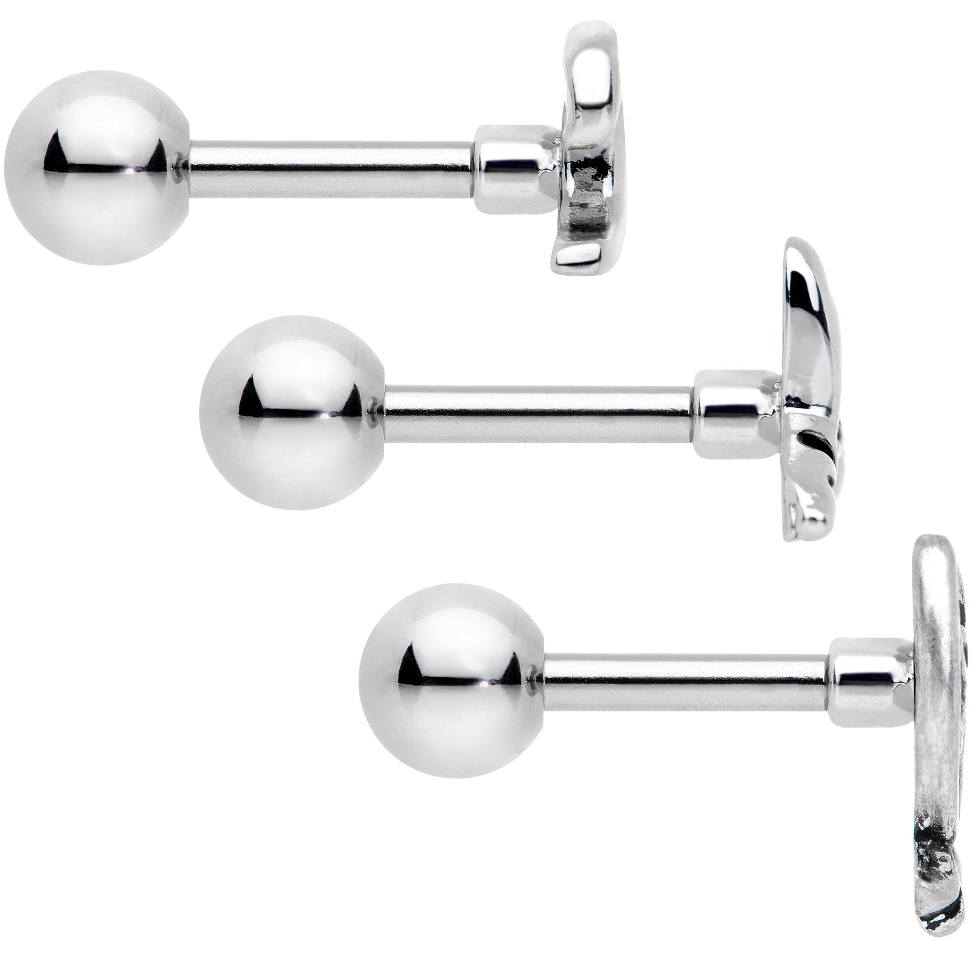 BodyCandy 16G 1/4 Ocean Starfish Life Cartilage Tragus Earring Set of 3 — detail and construction