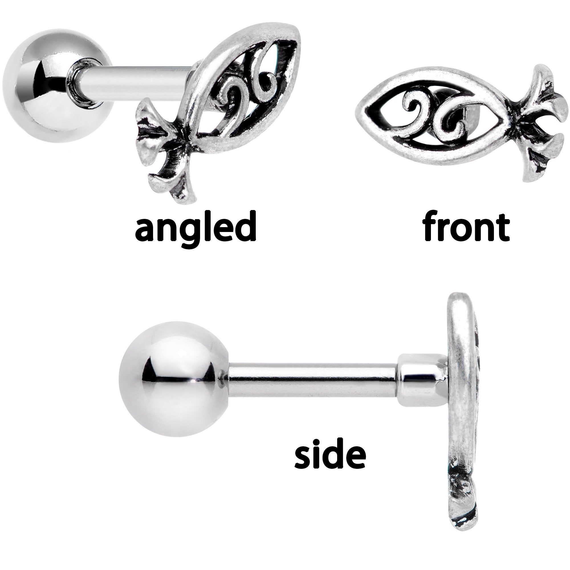 BodyCandy 16G 1/4 Ocean Starfish Life Cartilage Tragus Earring Set of 3 — alternate view