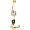 BodyCandy Clear Gem Gold PVD Quack Quack Duck Dangle Belly Ring — main product shot