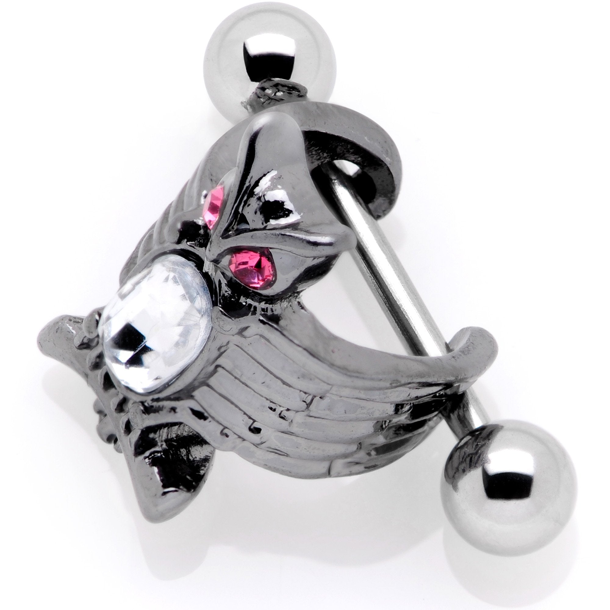 BodyCandy 16G 1/2 Pink Clear Gem Winged Creature Cuff Cartilage Earring — detail and construction