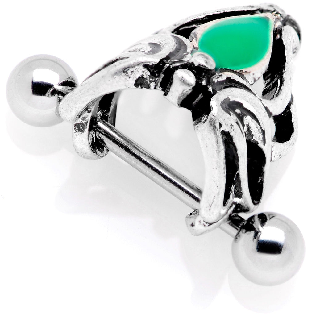 BodyCandy 16G 1/2 Green Accented Abstract Butterfly Cuff Cartilage Earring — detail and construction