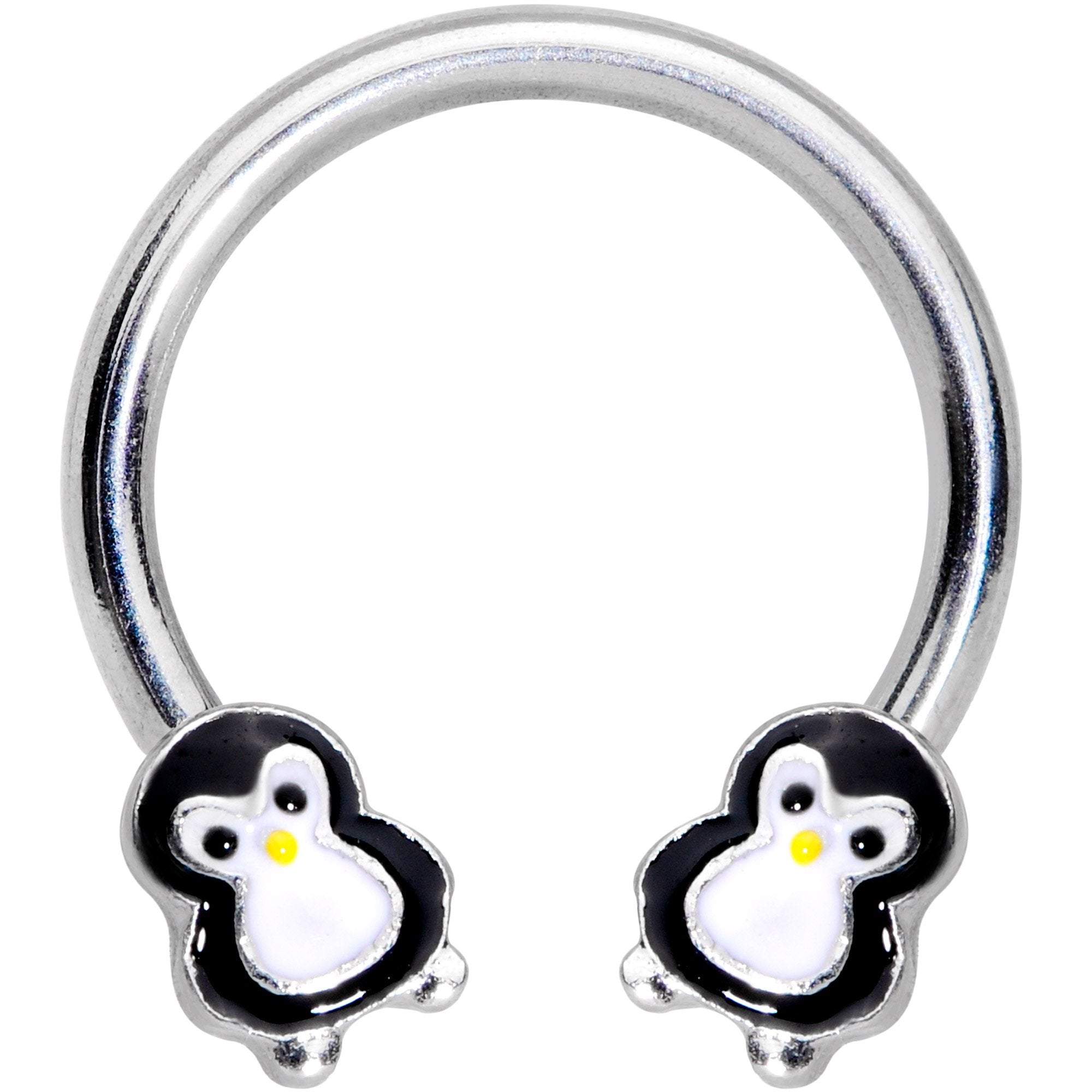 BodyCandy 16G 3/8 Pudgy Penguin Horseshoe Curved Barbell — main product shot