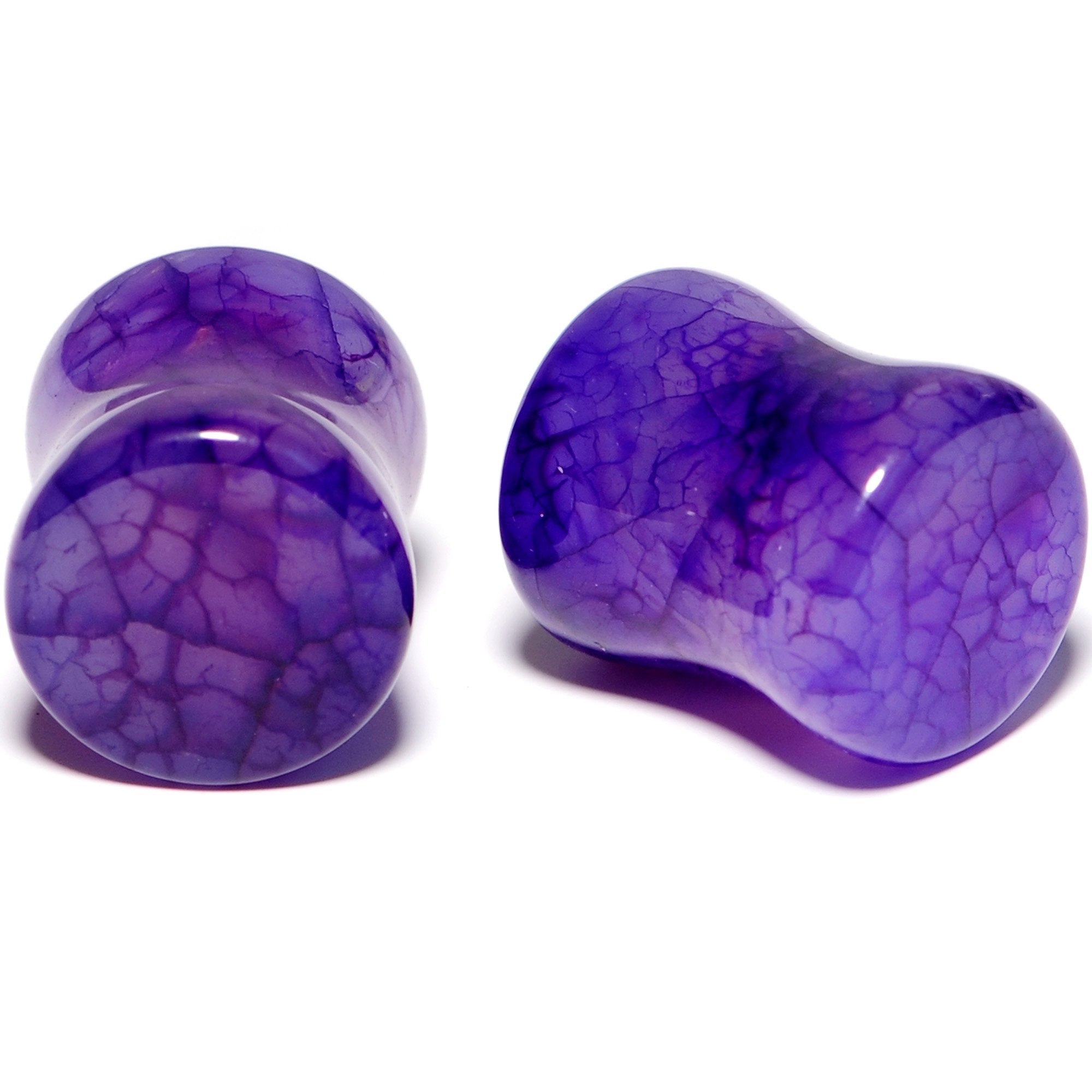 BodyCandy Solid Purple Stone Saddle Plug Set 6mm to 25mm — side view