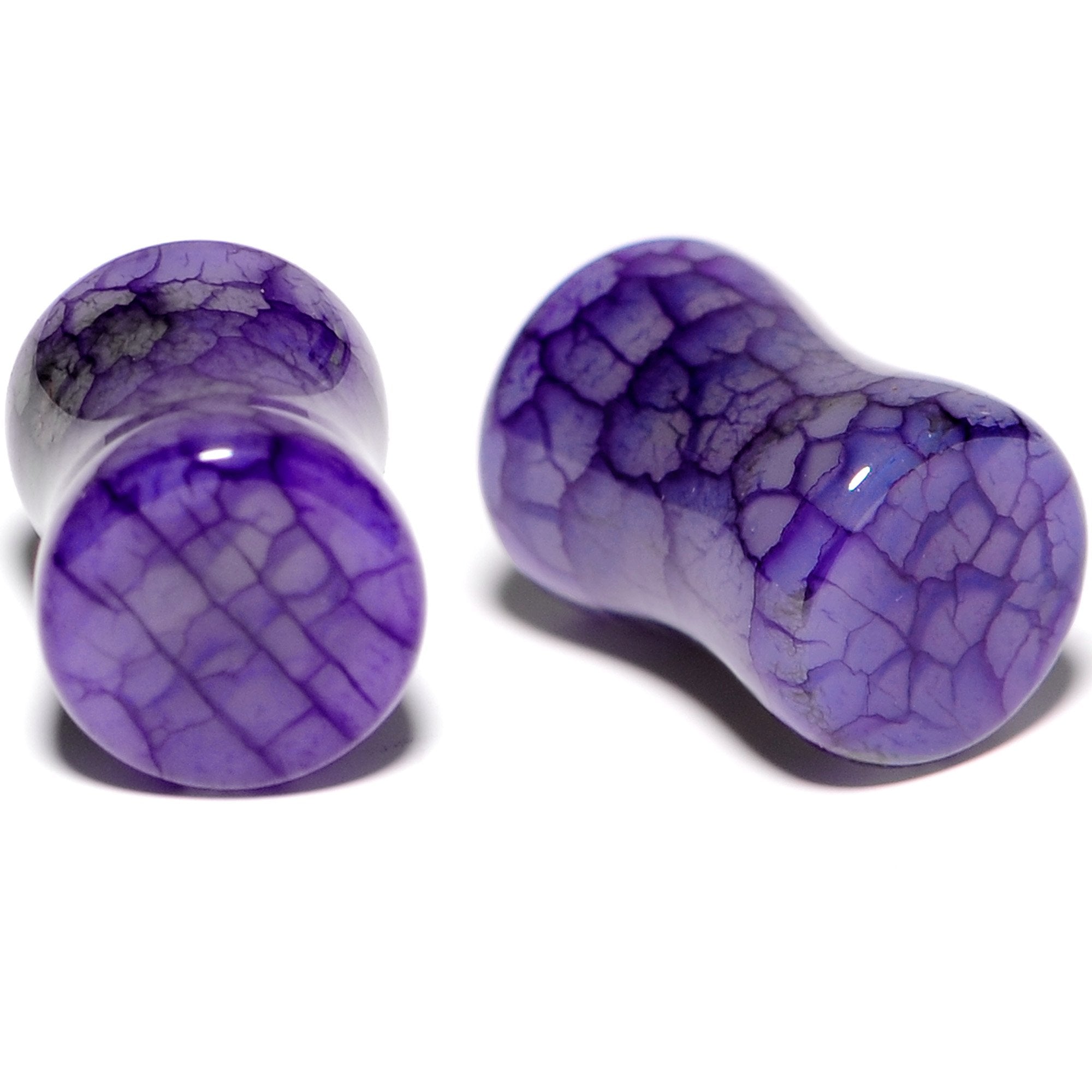 BodyCandy Solid Purple Stone Saddle Plug Set 6mm to 25mm — main product shot