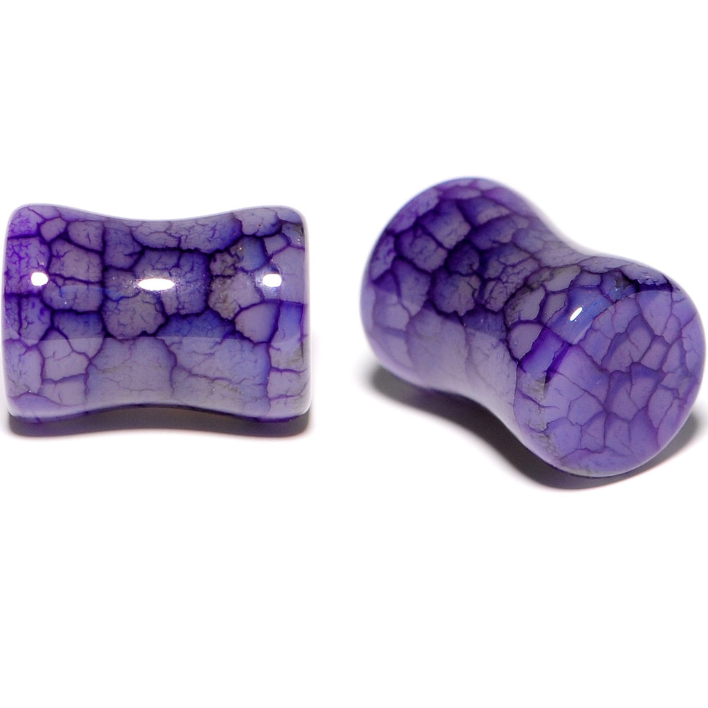 BodyCandy Solid Purple Stone Saddle Plug Set 6mm to 25mm — detail close-up