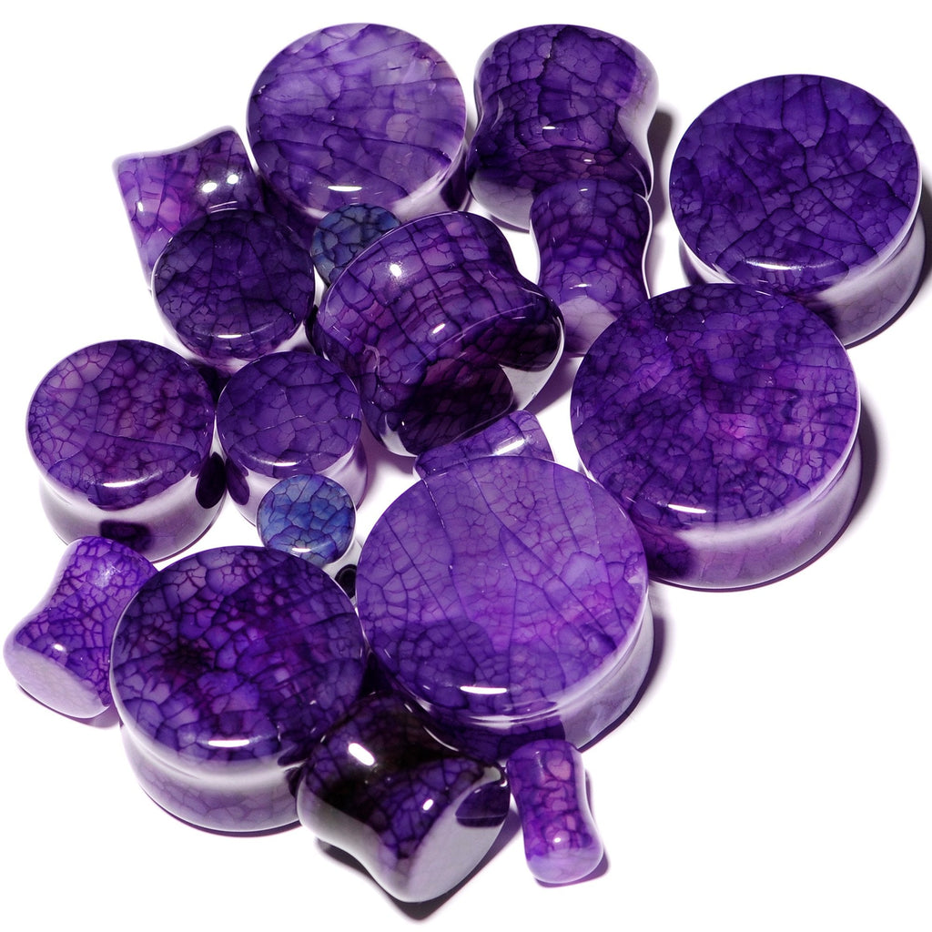 BodyCandy Solid Purple Stone Saddle Plug Set 6mm to 25mm — lifestyle context
