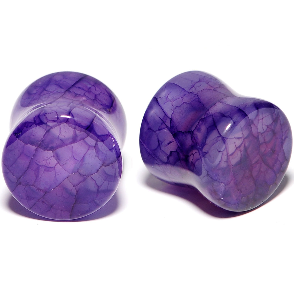 BodyCandy Solid Purple Stone Saddle Plug Set 6mm to 25mm — alternative angle