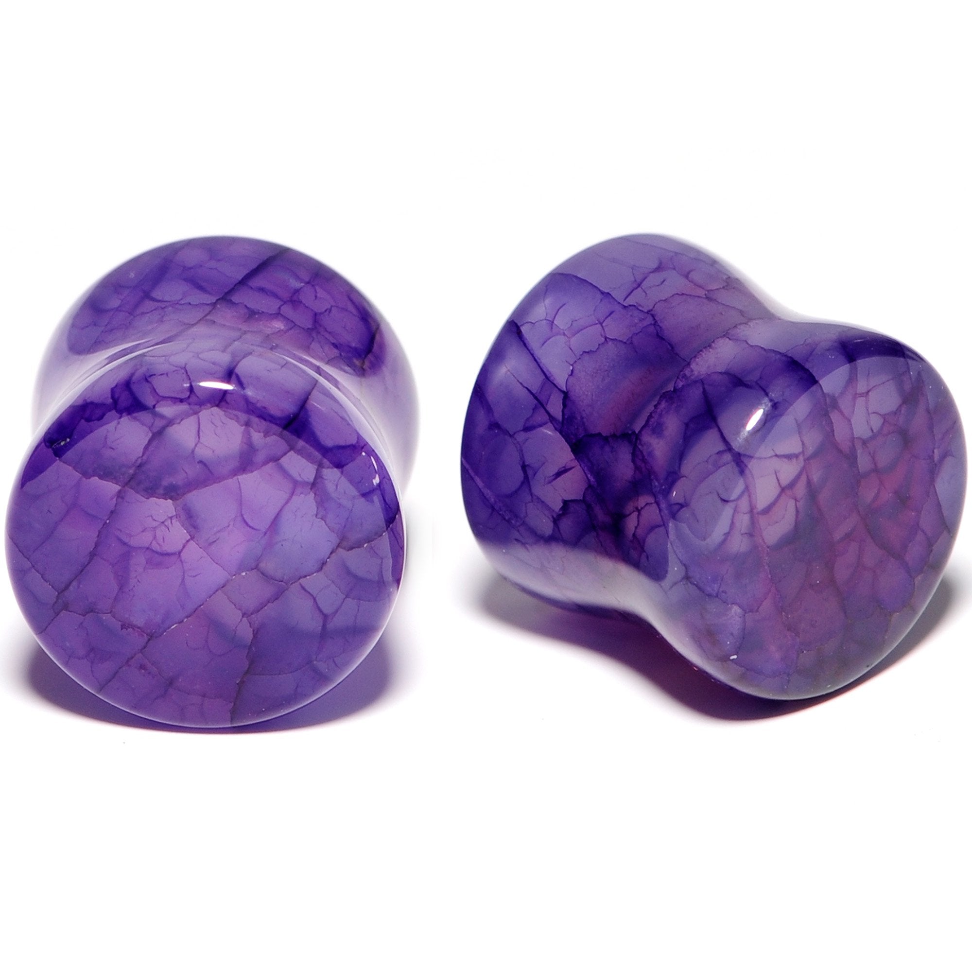 BodyCandy Solid Purple Stone Saddle Plug Set 6mm to 25mm — alternative angle
