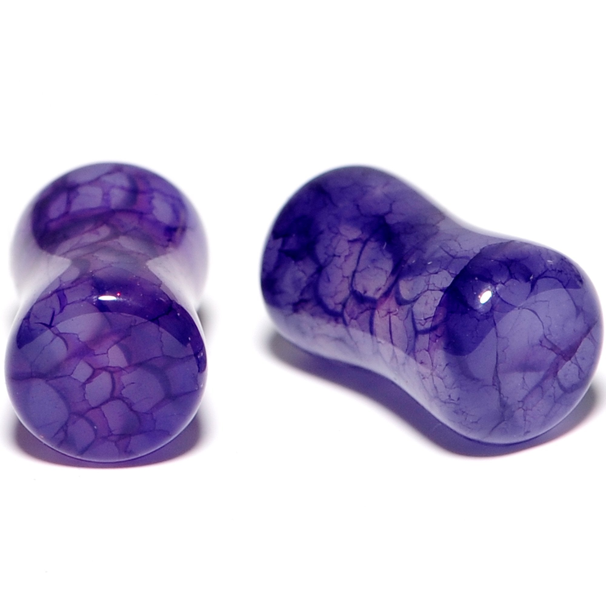 BodyCandy Solid Purple Stone Saddle Plug Set 6mm to 25mm — back view