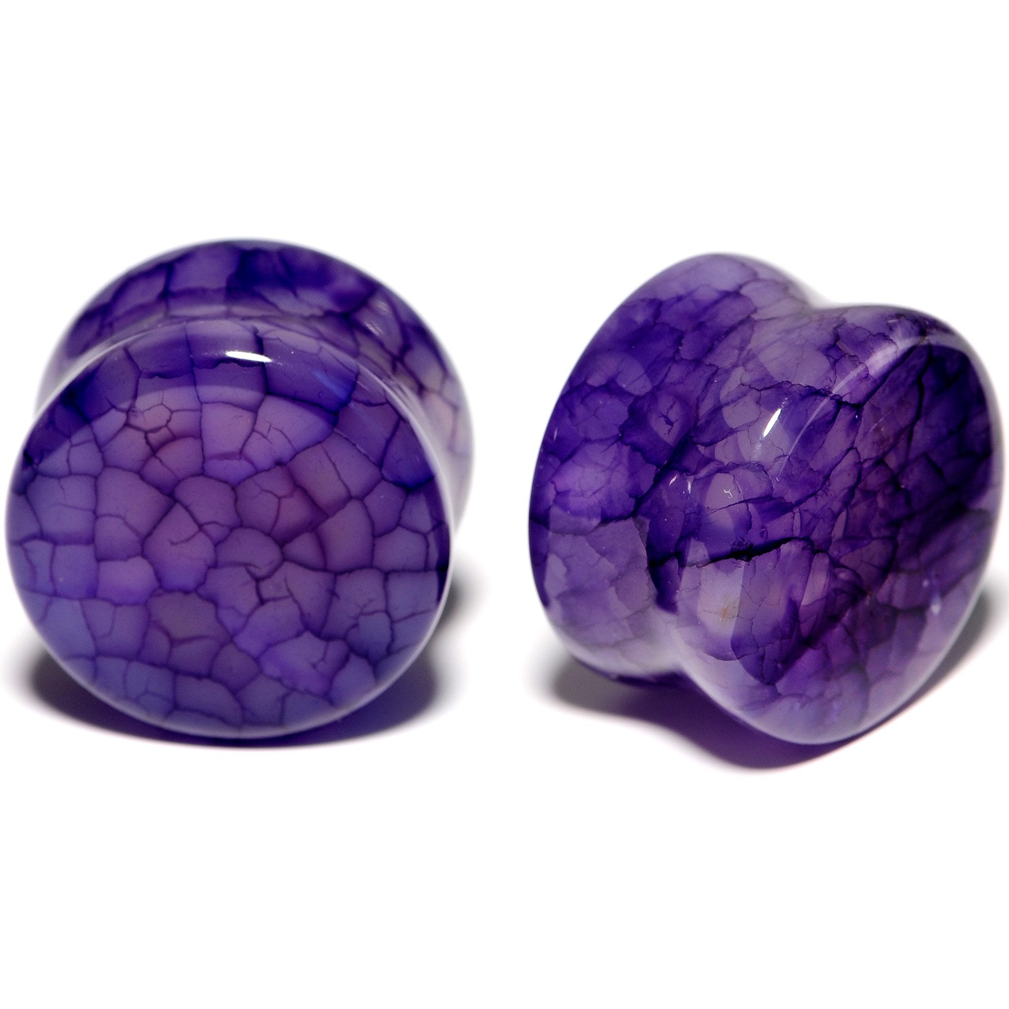 BodyCandy Solid Purple Stone Saddle Plug Set 6mm to 25mm — color detail