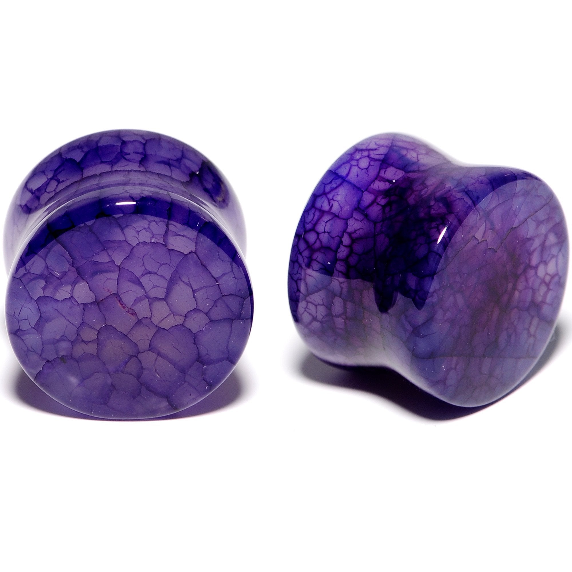 BodyCandy Solid Purple Stone Saddle Plug Set 6mm to 25mm — size reference