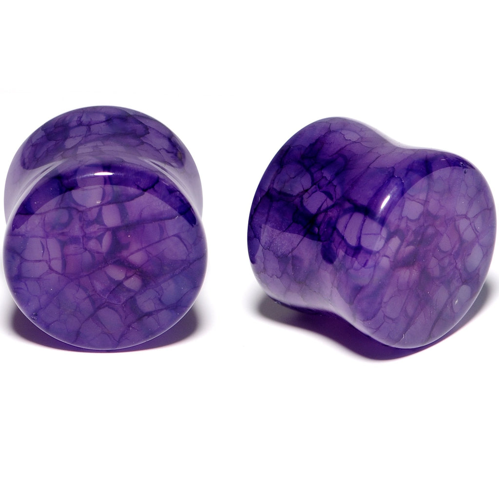 BodyCandy Solid Purple Stone Saddle Plug Set 6mm to 25mm — in-use photo