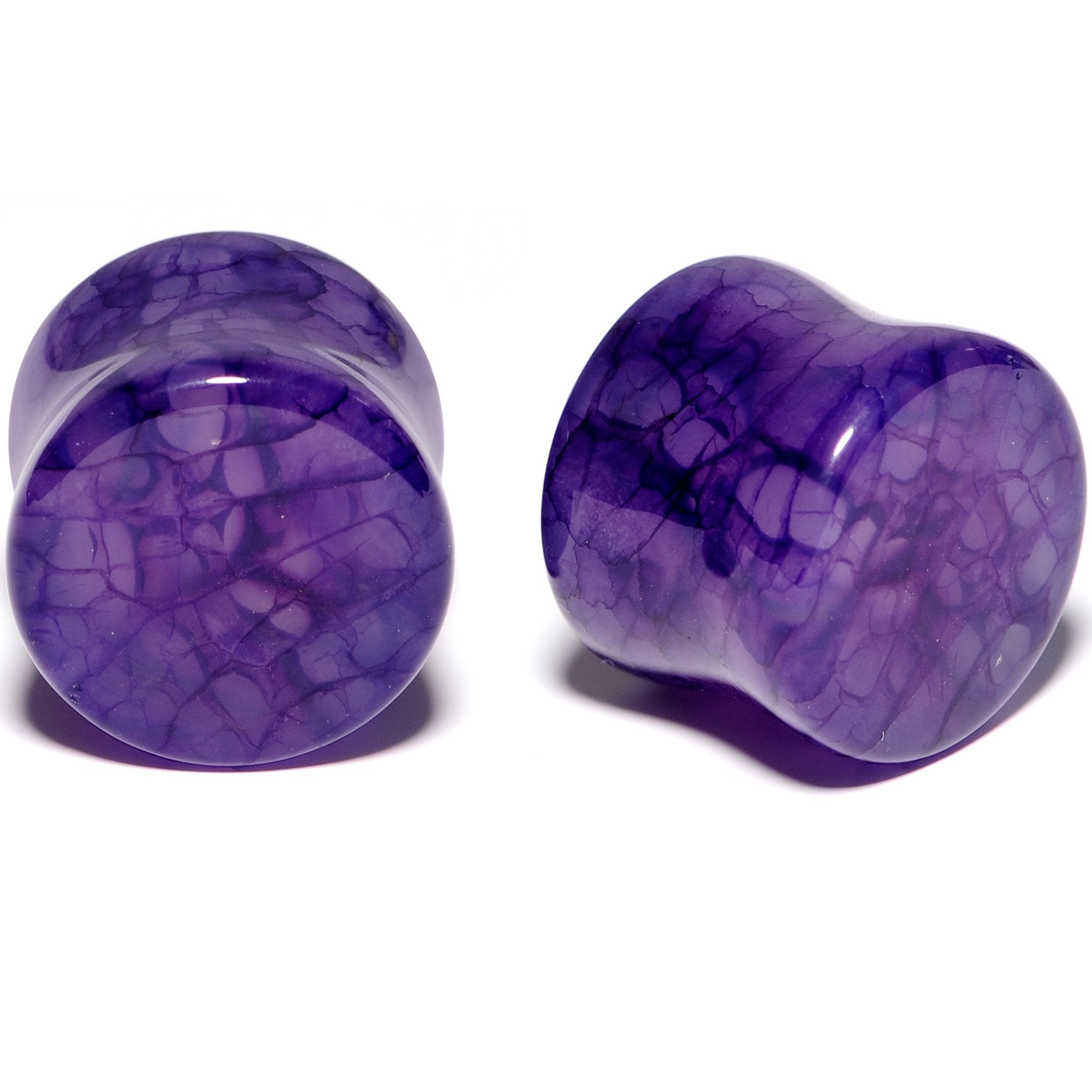 BodyCandy Solid Purple Stone Saddle Plug Set 6mm to 25mm — in-use photo
